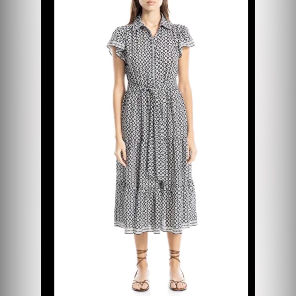 Max studio shirts dress printed w belt sz xs boho